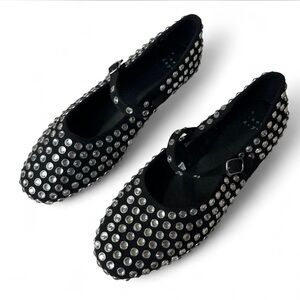 Studded Black Mary Jane Flats